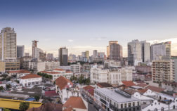 Aerial photograph of the marginal of Luanda, Angola. Africa.Difference between new and old buildings.